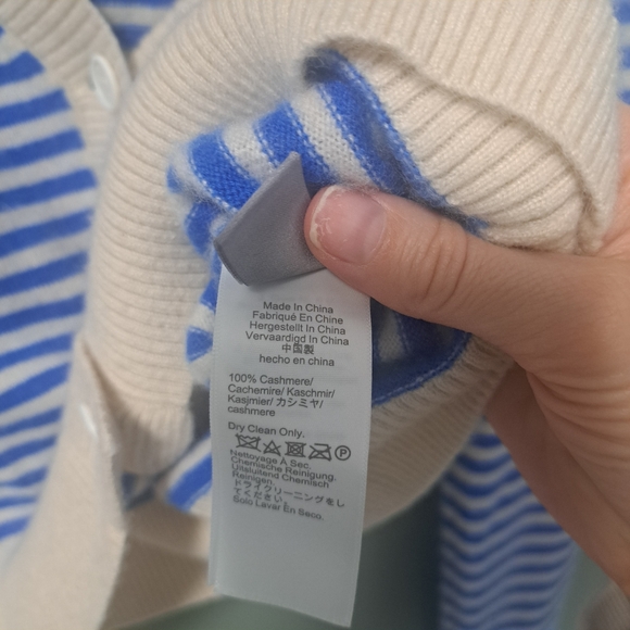 J.Crew Cashmere Cropped Cardigan Sweater Im Stripe Medium NWOT - Picture 5 of 5